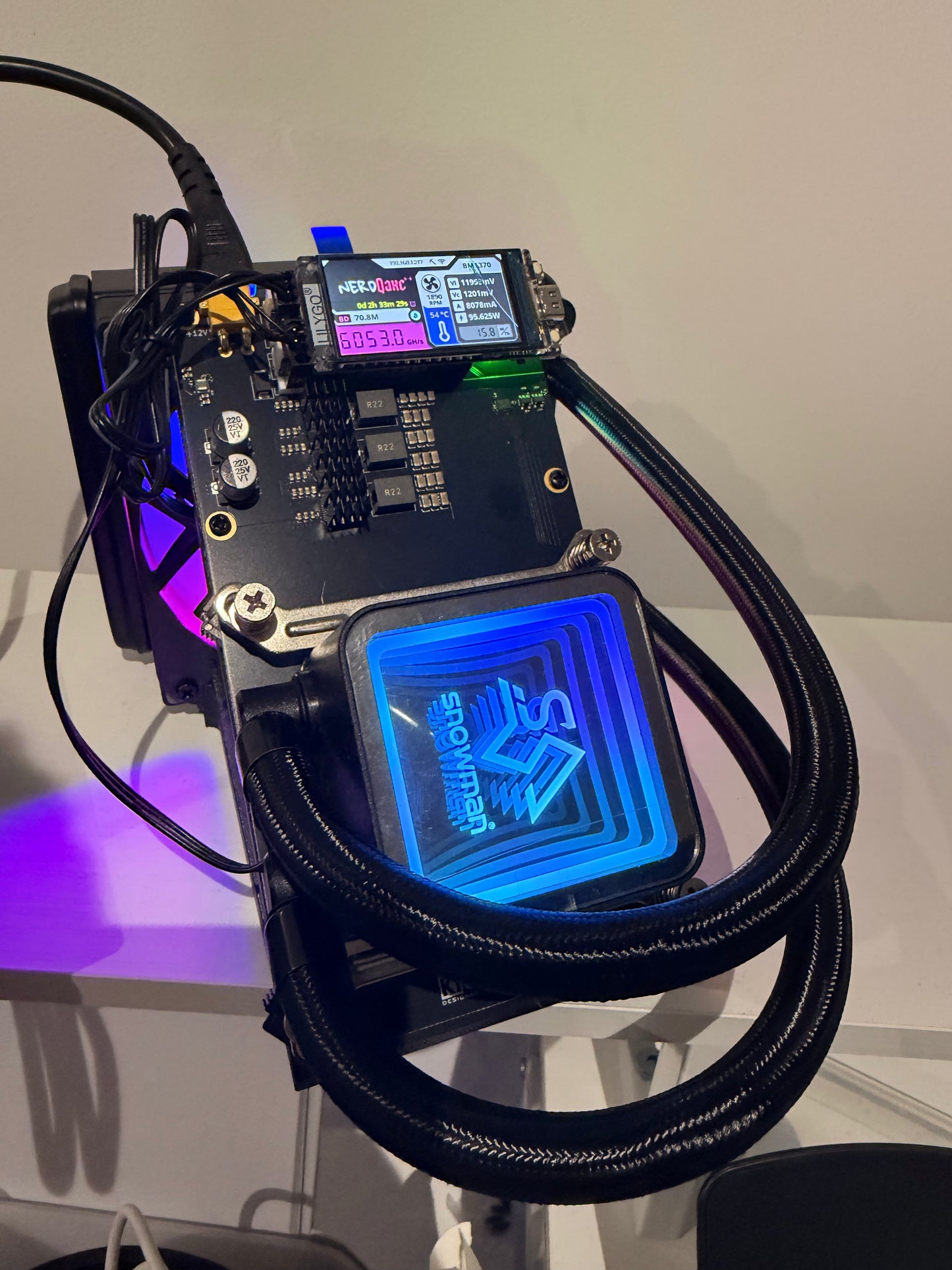 NerdQaxe++ Rev6.1 Hydro – 6TH/s Liquid-Cooled Bitcoin Solo Miner | Ultra-Quiet 100W Home ASIC